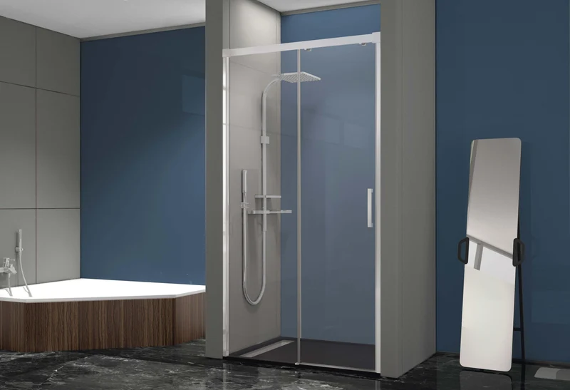 Mampara de ducha frontal + Puerta Corredera SLIDER Cromado