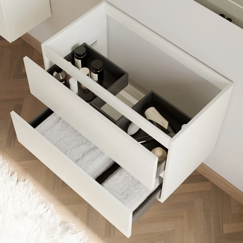 Meuble sous vasque seul, 2 tiroirs, 70cm, pour simple vasque - IDA