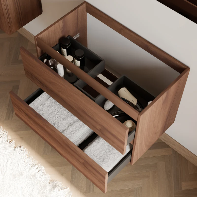 Meuble sous vasque seul, 2 tiroirs, 70cm, pour simple vasque - IDA