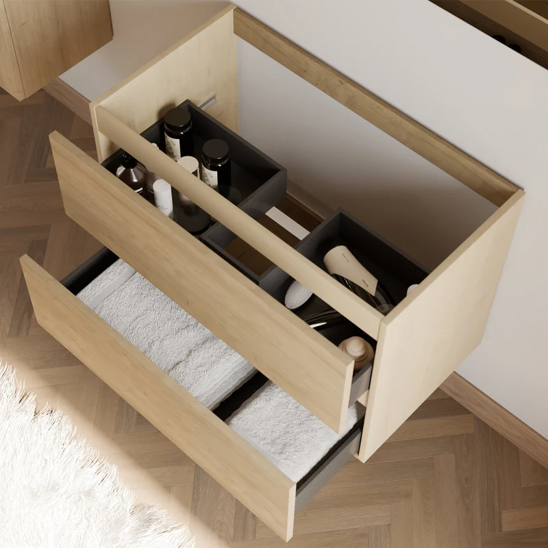 Meuble sous vasque seul, 2 tiroirs, 70cm, pour simple vasque - IDA