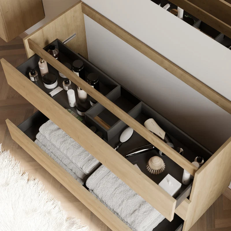 Meuble sous vasque seul, 3 tiroirs, 120cm, pour simple vasque - MAYOR