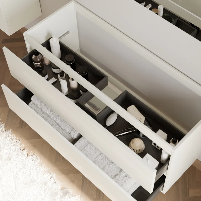 Meuble sous vasque seul, 2 tiroirs, 120cm, pour simple vasque - IDA