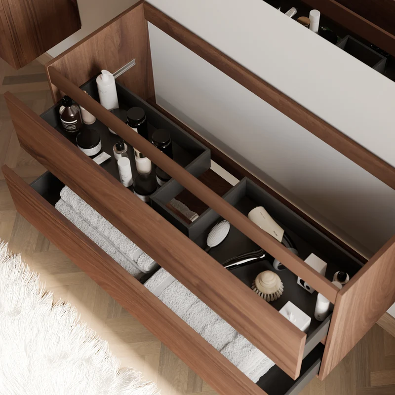 Meuble sous vasque seul, 2 tiroirs, 120cm, pour simple vasque - IDA