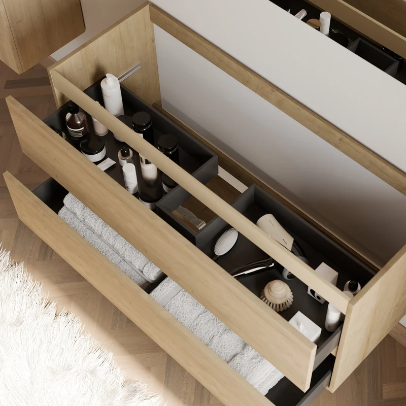 Meuble sous vasque seul, 2 tiroirs, 120cm, pour simple vasque - IDA