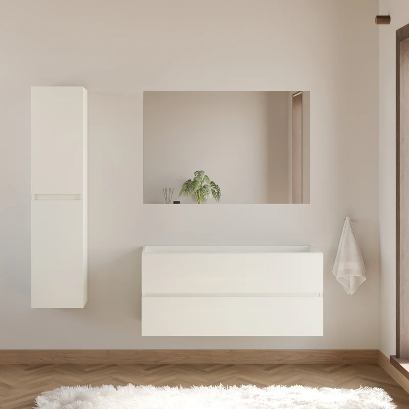 Meuble sous vasque seul, 2 tiroirs, 120cm, pour simple vasque - IDA