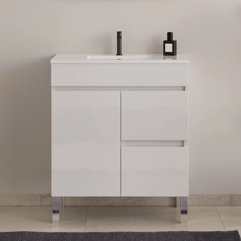 Meuble sous vasque seul, 2 tiroirs et 1 porte, 60cm, pour simple vasque - HARO