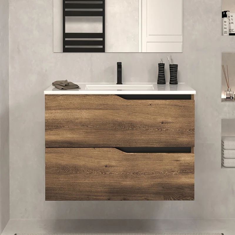 Meuble sous vasque seul, 2 tiroirs, 60cm, pour simple vasque - LUNA