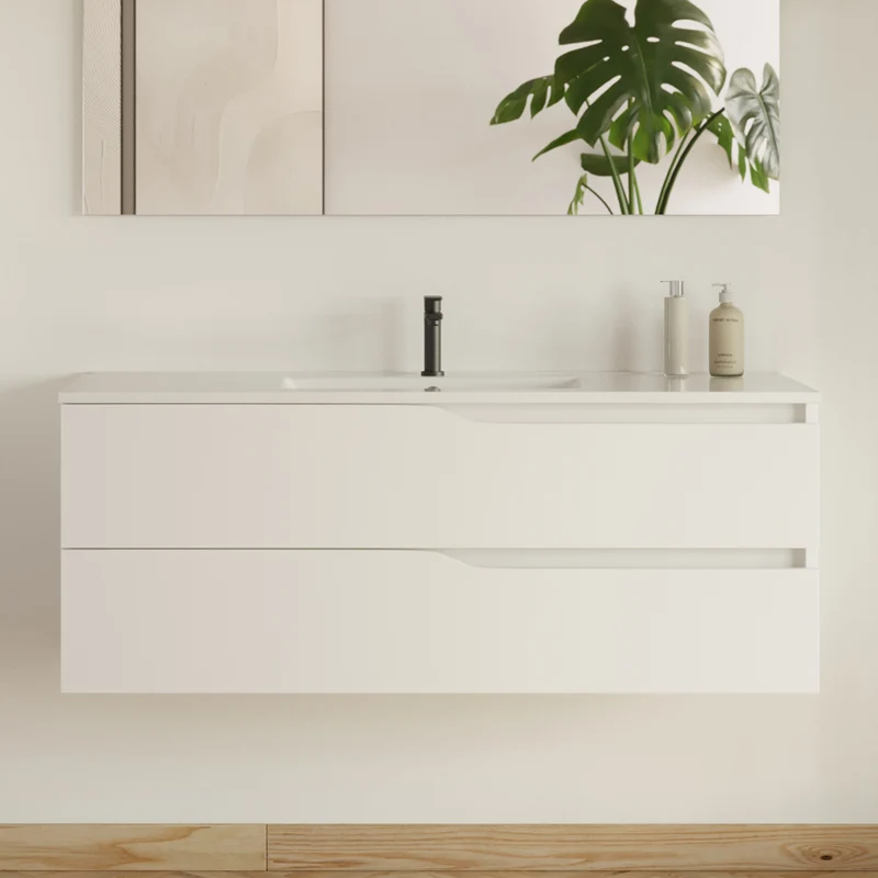 Meuble sous vasque seul, 2 tiroirs, 120cm, pour simple vasque - LUNA