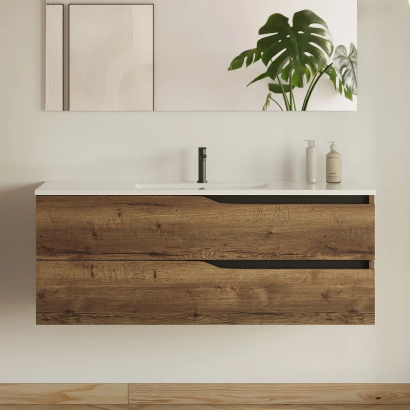 Meuble sous vasque seul, 2 tiroirs, 120cm, pour simple vasque - LUNA