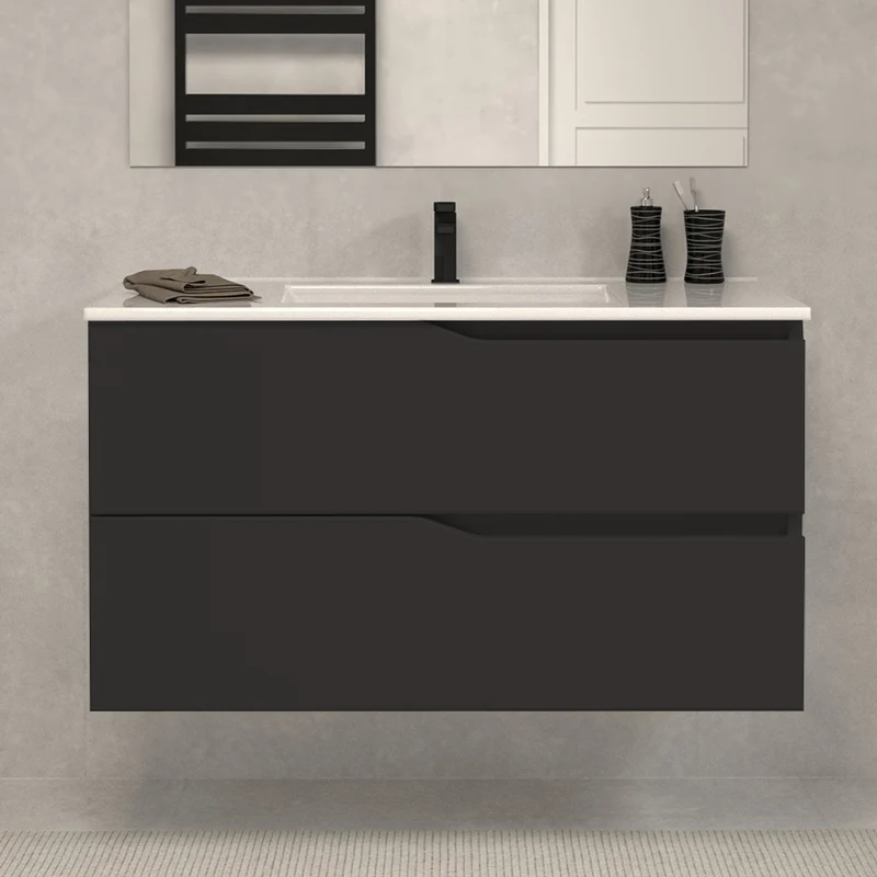 Meuble sous vasque seul, 2 tiroirs, 100cm, pour simple vasque - LUNA