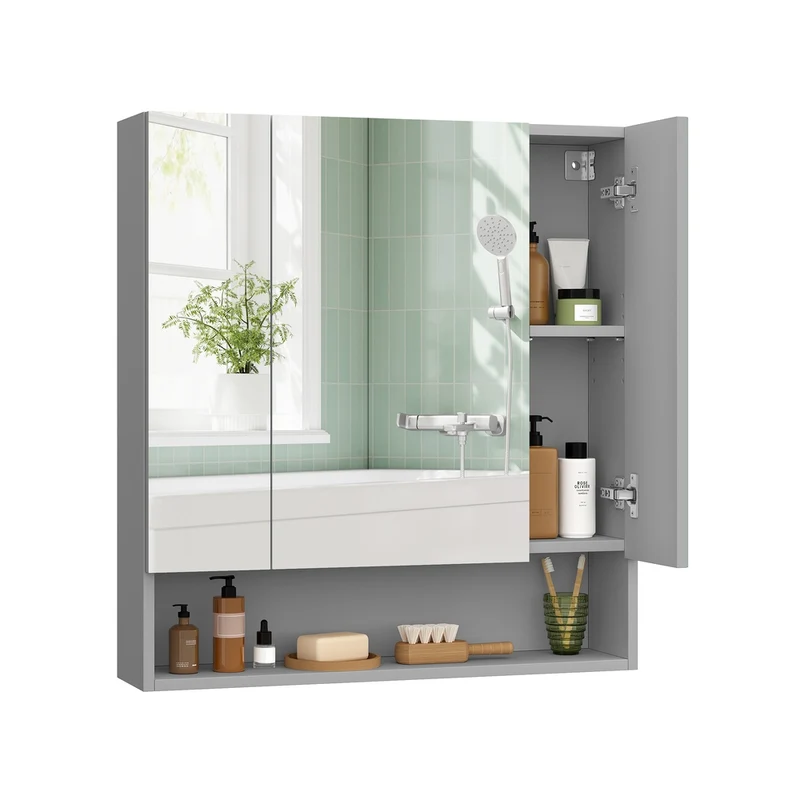 Armario de Baño con Puertas de Espejo 16,5 x 90 x 75 cm