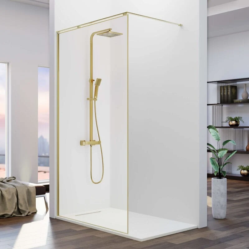 Mampara fija ducha 1 hoja FRESH ARENA Oro cepillado