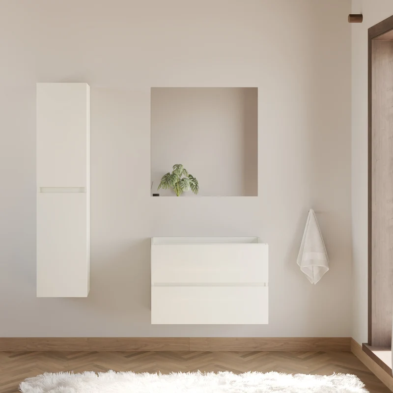 Meuble sous vasque seul, 2 tiroirs, 60cm, pour simple vasque - IDA