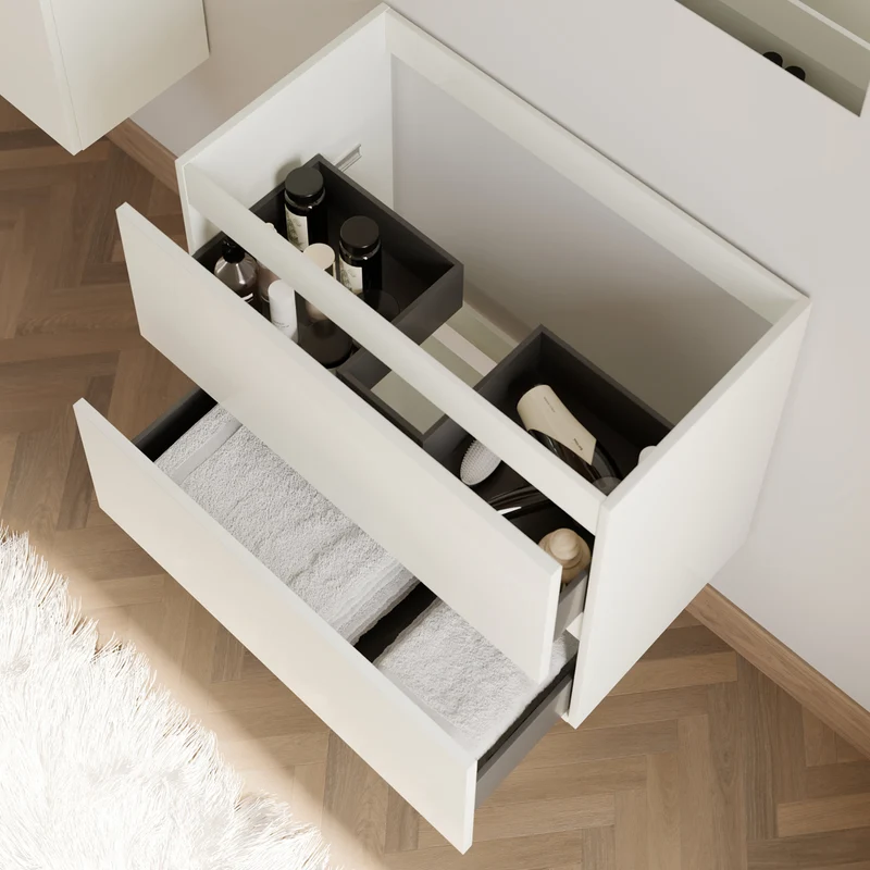 Meuble sous vasque seul, 2 tiroirs, 60cm, pour simple vasque - IDA