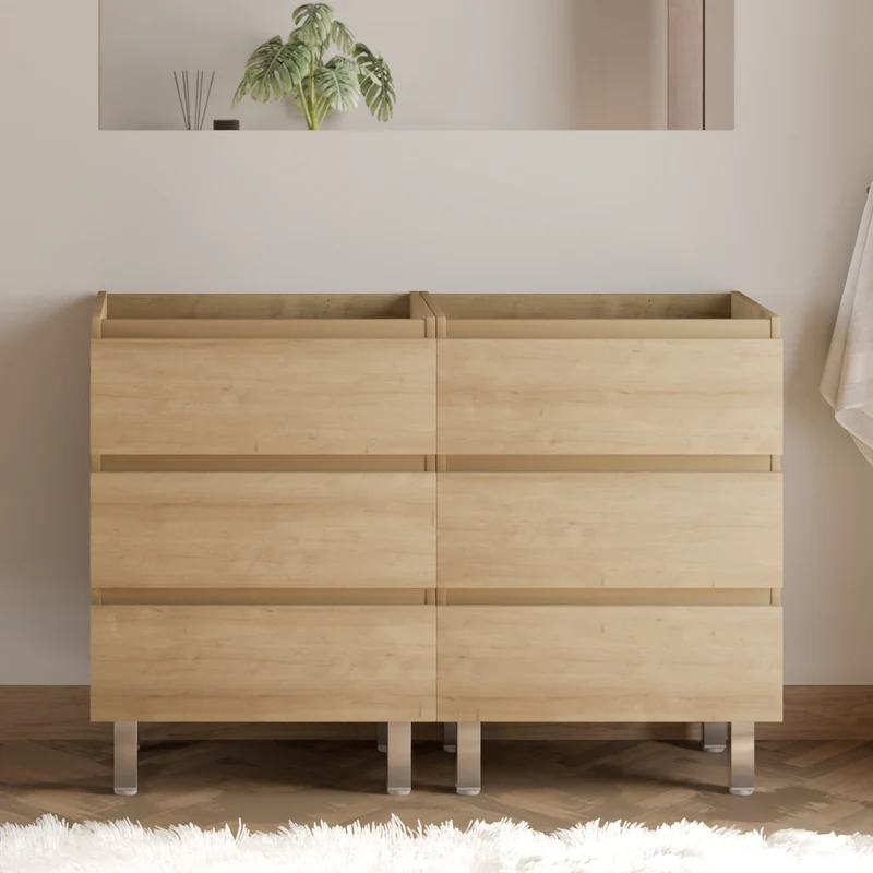 Meuble sous vasque seul, 6 tiroirs, 140cm, pour double vasque - MAYOR