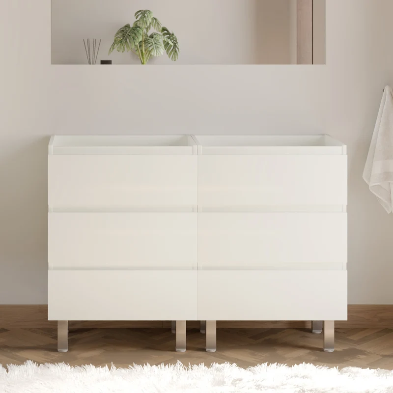 Meuble sous vasque seul, 6 tiroirs, 140cm, pour double vasque - MAYOR