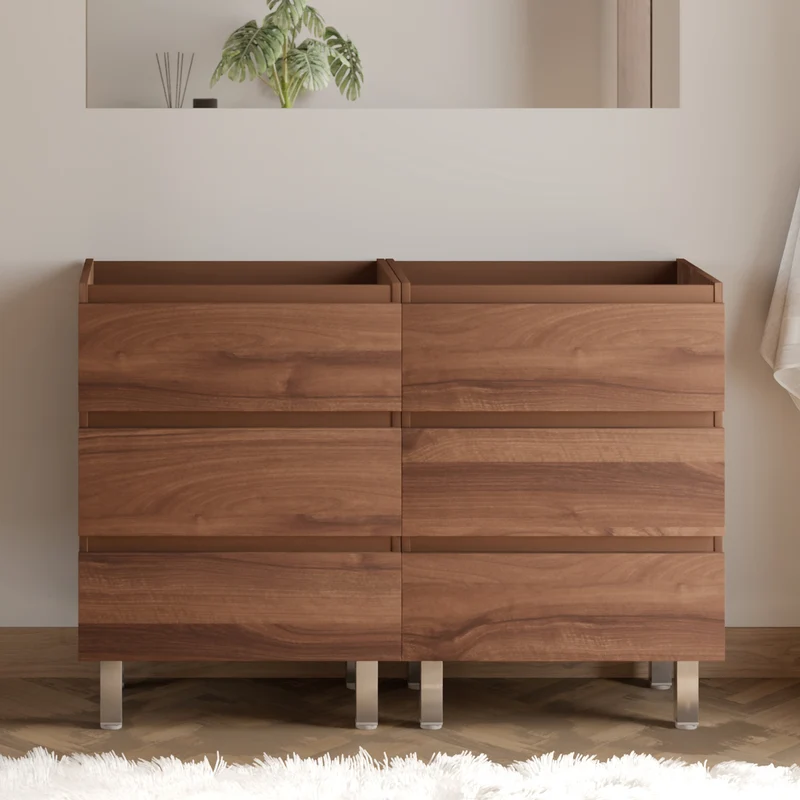 Meuble sous vasque seul, 6 tiroirs, 140cm, pour double vasque - MAYOR