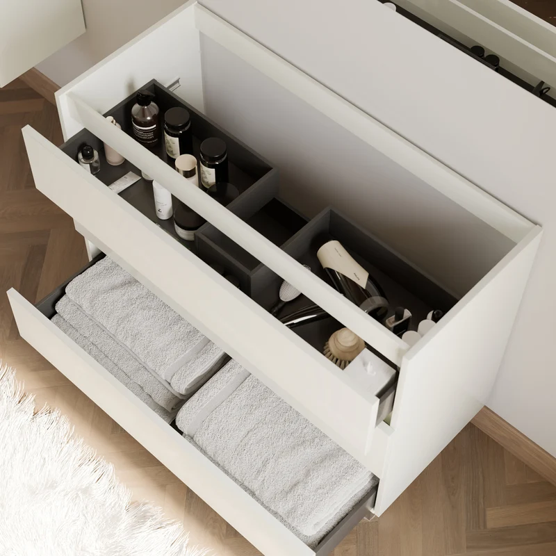 Meuble sous vasque seul, 3 tiroirs, 90cm, pour simple vasque - MAYOR