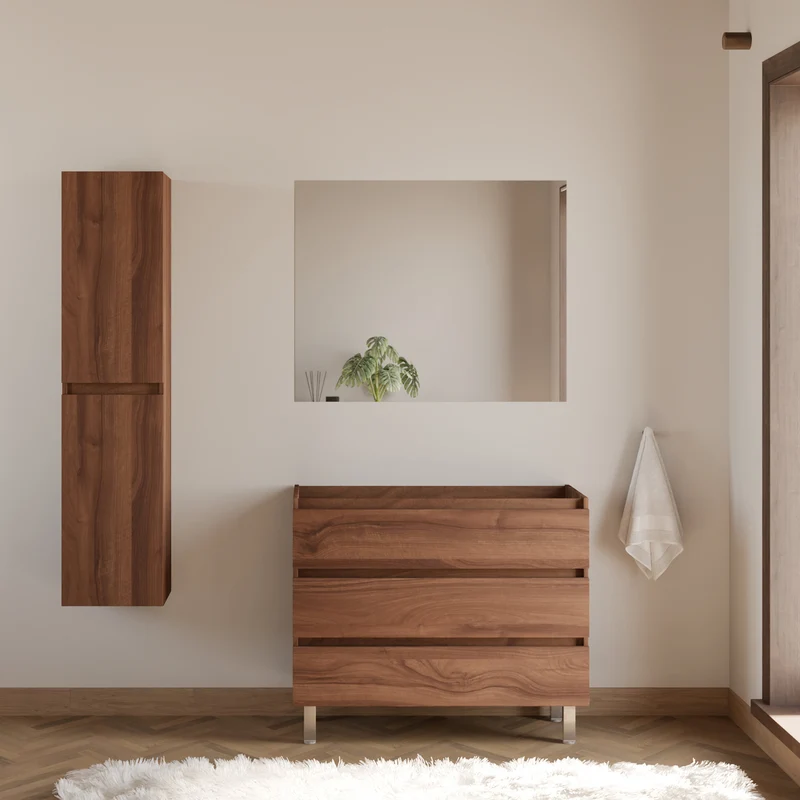 Meuble sous vasque seul, 3 tiroirs, 90cm, pour simple vasque - MAYOR