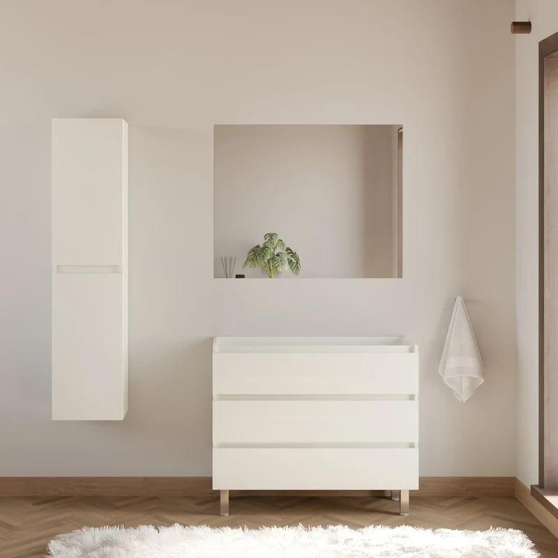 Meuble sous vasque seul, 3 tiroirs, 90cm, pour simple vasque - MAYOR