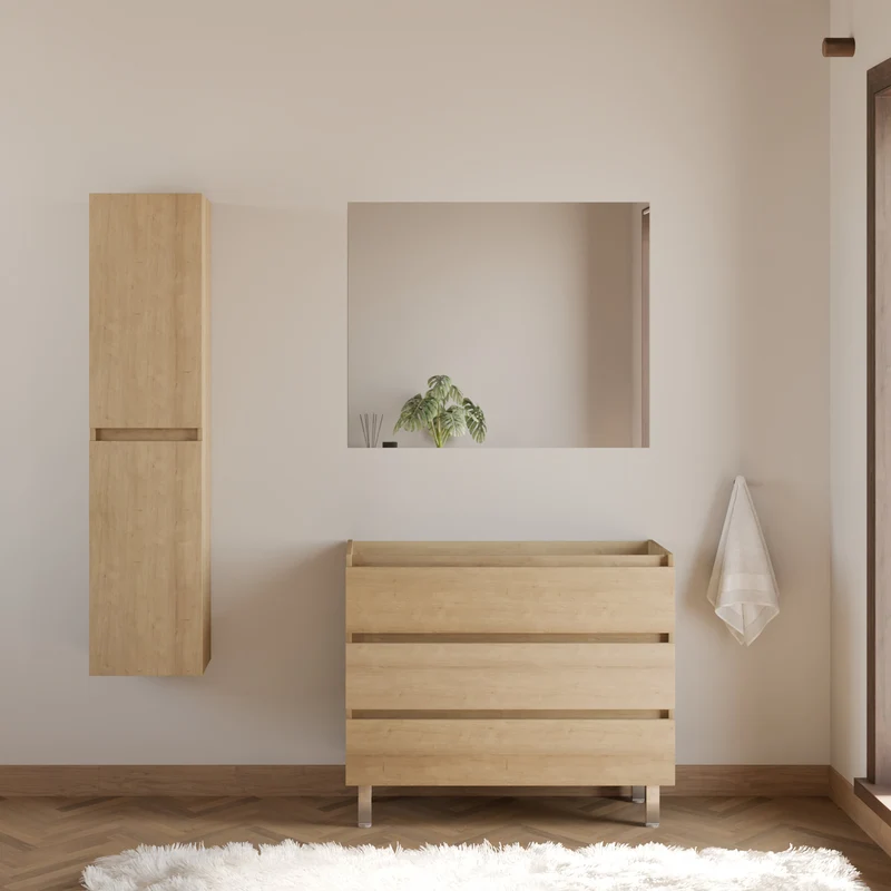 Meuble sous vasque seul, 3 tiroirs, 90cm, pour simple vasque - MAYOR