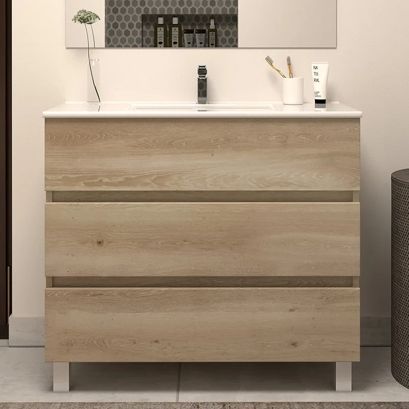 Meuble sous vasque seul, 3 tiroirs, 90cm, pour simple vasque - MAYOR