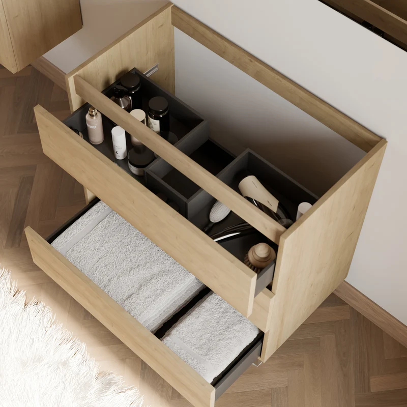 Meuble sous vasque seul, 3 tiroirs, 80cm, pour simple vasque - MAYOR