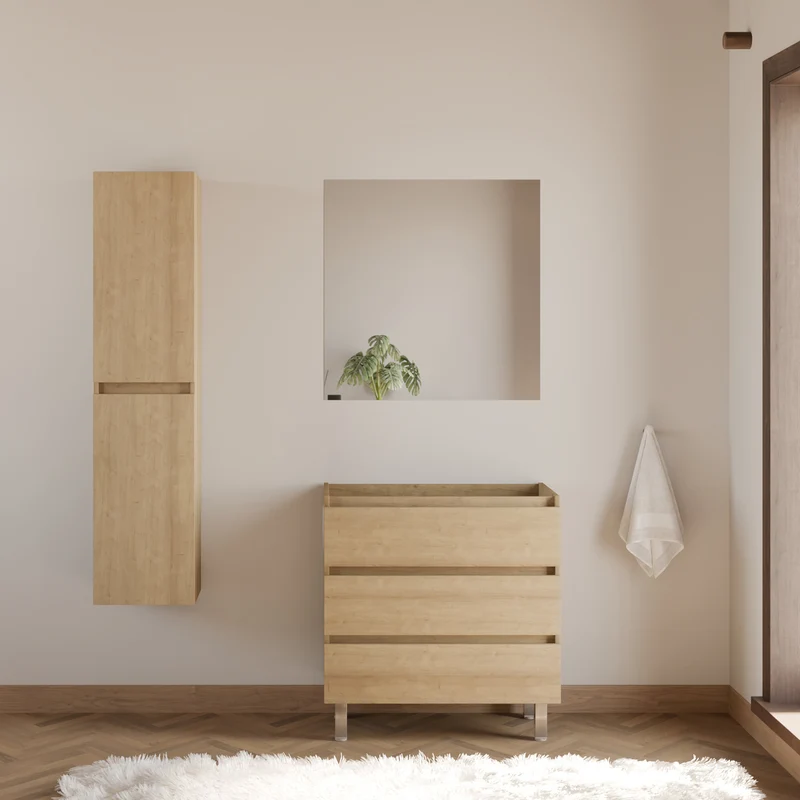 Meuble sous vasque seul, 3 tiroirs, 80cm, pour simple vasque - MAYOR