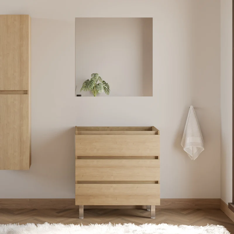 Meuble sous vasque seul, 3 tiroirs, 80cm, pour simple vasque - MAYOR