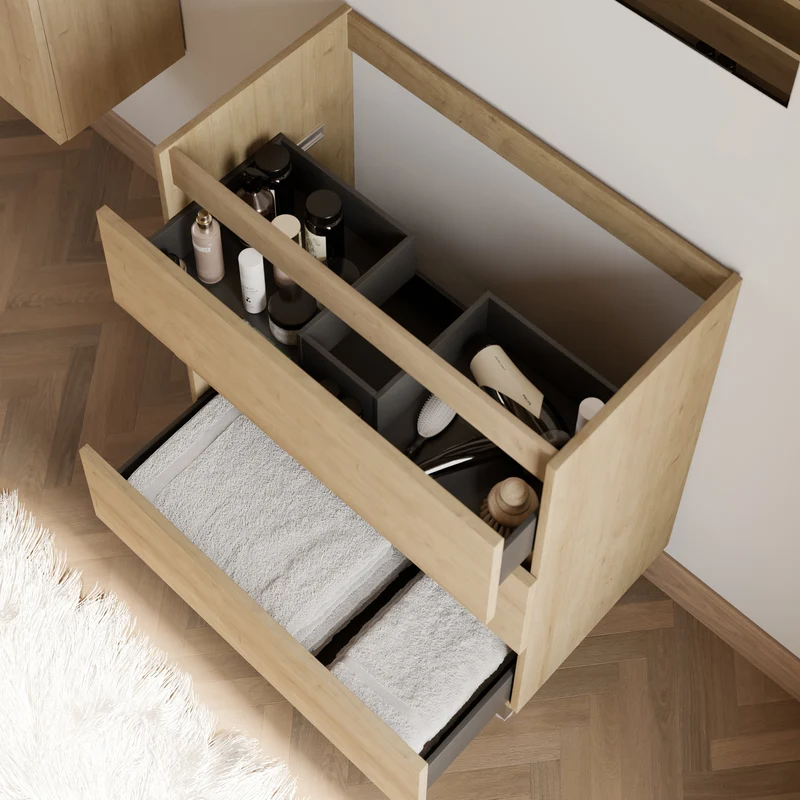 Meuble sous vasque seul, 3 tiroirs, 60cm, pour simple vasque - MAYOR
