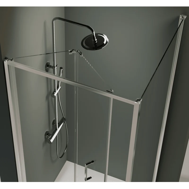Mampara de ducha esquina Panel fijo + Puerta plegable PRISMA