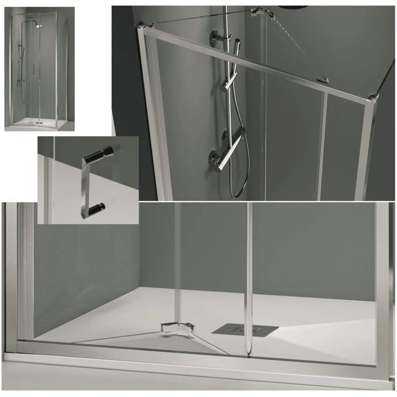 Mampara de ducha esquina Panel fijo + Puerta plegable PRISMA