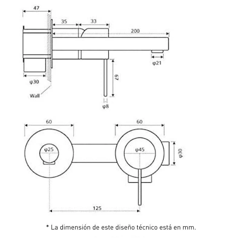 Grifo monomando lavabo empotrado KAVALA acero cepillado