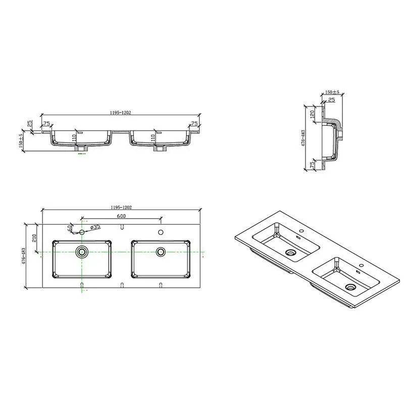 Mueble Lavabo + Lavabo 120 cm MONTADO - Blanco VERONA