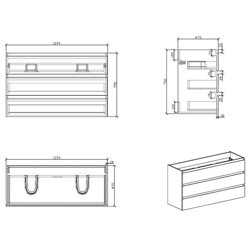 Mueble Lavabo + Lavabo 120 cm MONTADO - Blanco VERONA