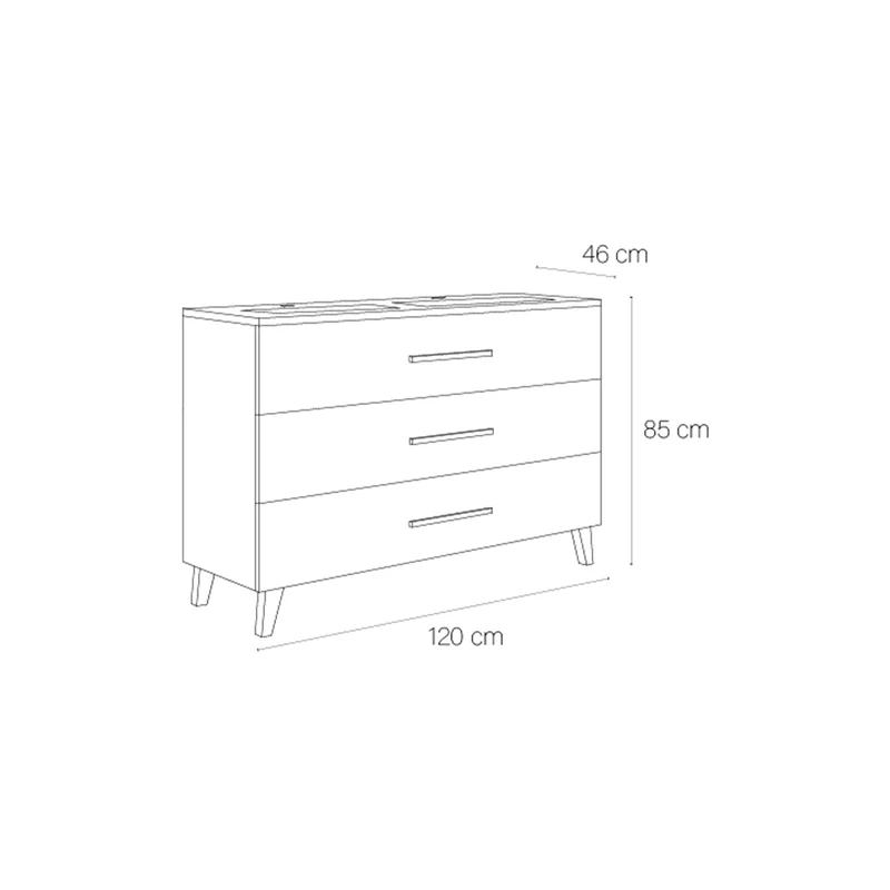Mueble baño 3 cajones doble seno Fusta