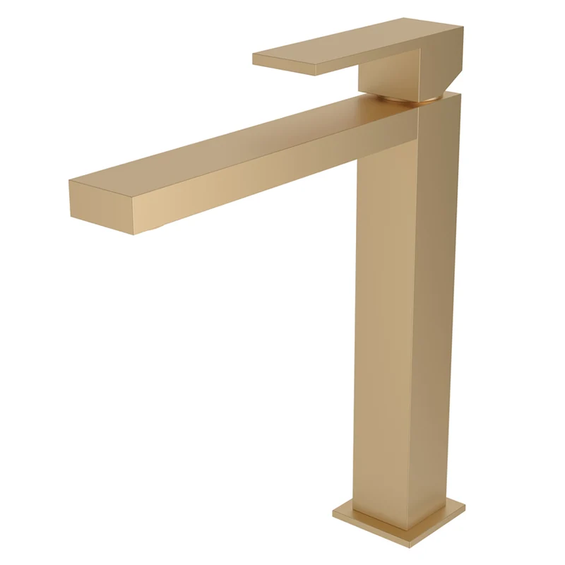 Mitigeur lavabo bec haut PLAN - Or mat