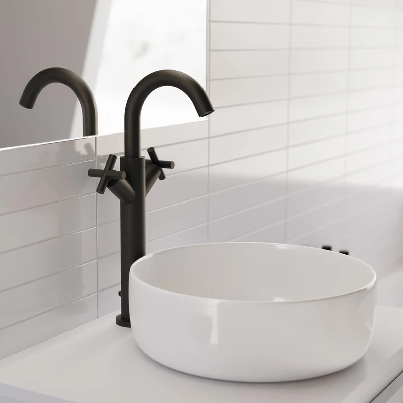 Robinet mélangeur lavabo bec haut CRUZETA - Anthracite