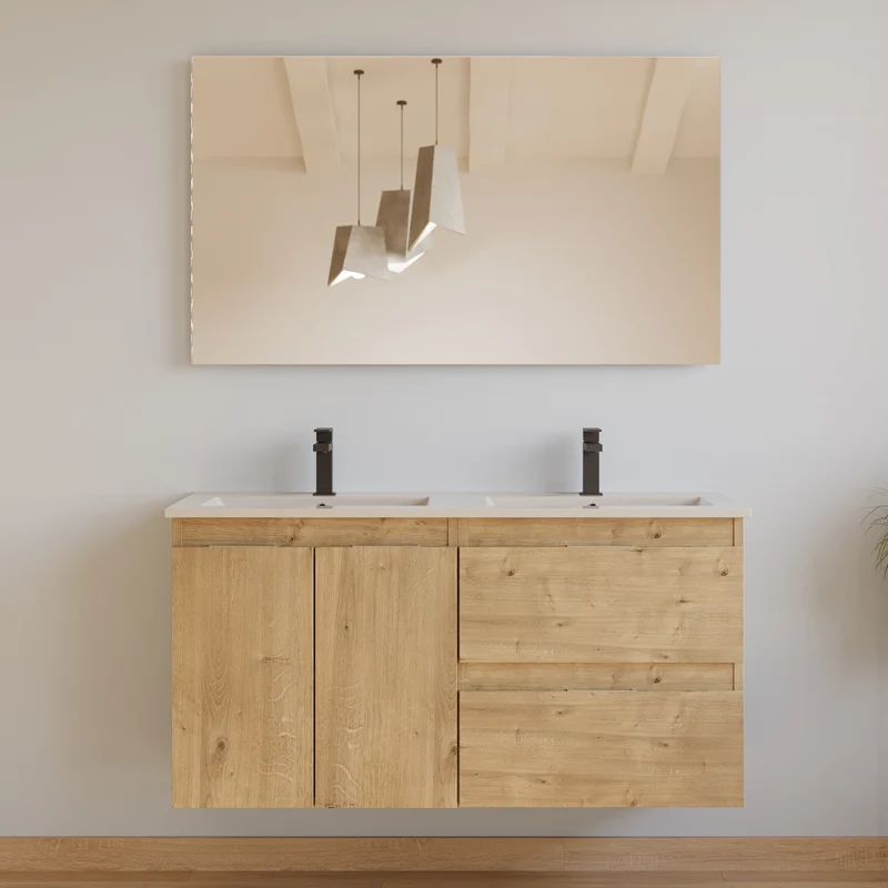 Meuble de salle de bain 120cm double vasque - 2 portes et 2 tiroirs - ROSIE