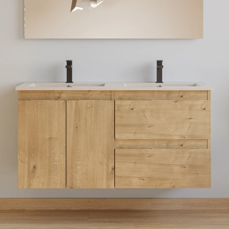 Meuble de salle de bain 120cm double vasque - 2 portes et 2 tiroirs - ROSIE