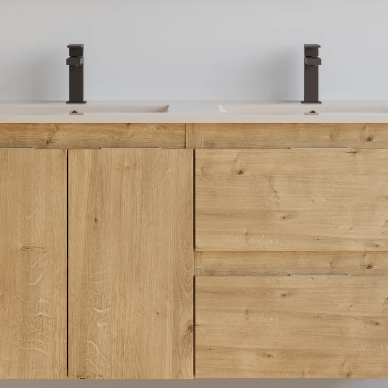 Meuble de salle de bain 120cm double vasque - 2 portes et 2 tiroirs - ROSIE