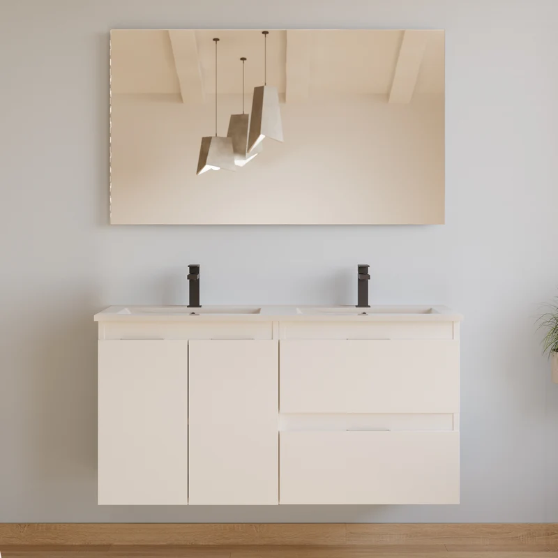 Meuble de salle de bain 120cm double vasque - 2 portes et 2 tiroirs - ROSIE