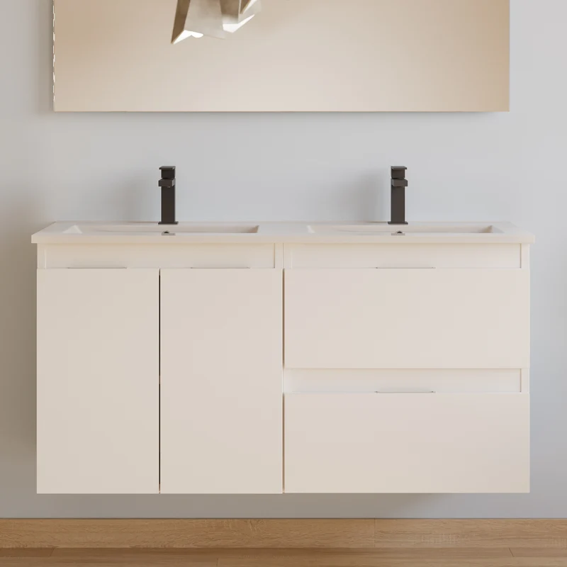 Meuble de salle de bain 120cm double vasque - 2 portes et 2 tiroirs - ROSIE