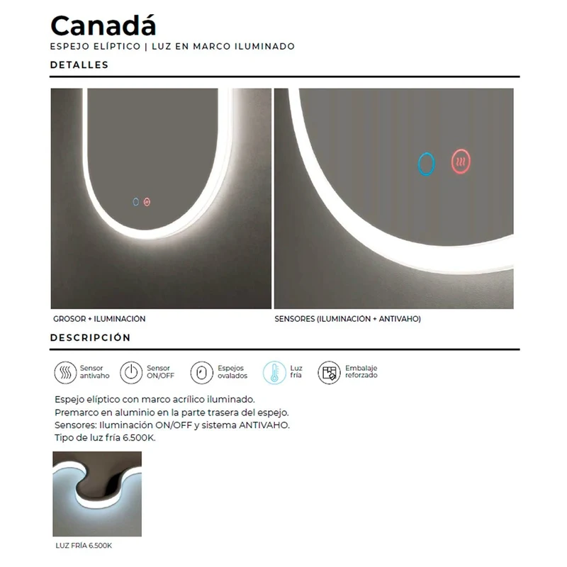 Espejo baño marco iluminado Canadá