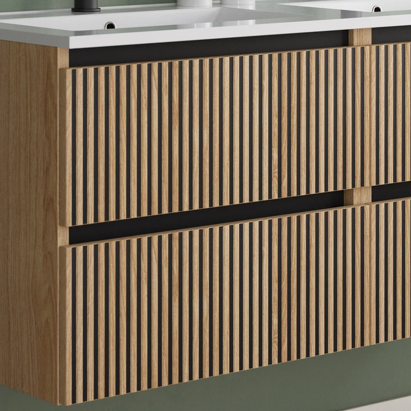 Meuble de salle de bain 140cm double vasque - 4 tiroirs - VENERIA
