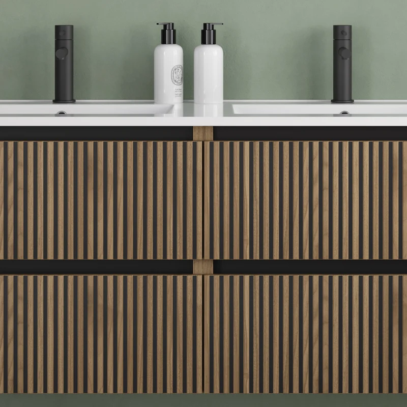 Meuble de salle de bain 140cm double vasque - 4 tiroirs - VENERIA