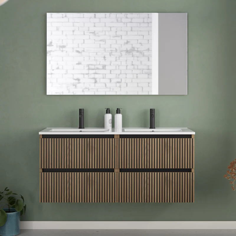 Meuble de salle de bain 140cm double vasque - 4 tiroirs - VENERIA