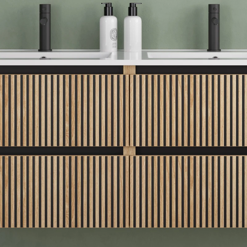 Meuble de salle de bain 140cm double vasque - 4 tiroirs - VENERIA