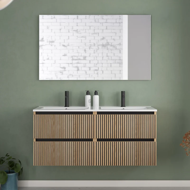 Meuble de salle de bain 140cm double vasque - 4 tiroirs - VENERIA
