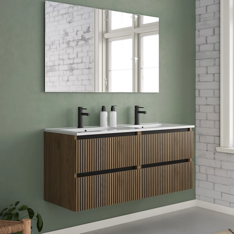 Meuble de salle de bain 140cm double vasque - 4 tiroirs - VENERIA